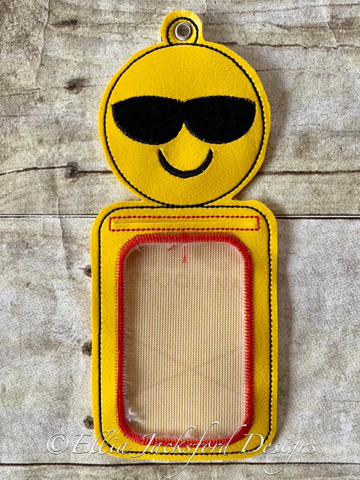 Smiley Cool Shades ID holder - Embroidery Design - DIGITAL Embroidery design