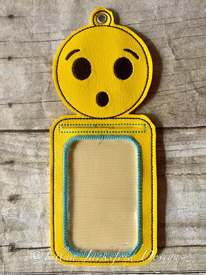 Smiley Surprised face ID holder - Embroidery Design - DIGITAL Embroidery design