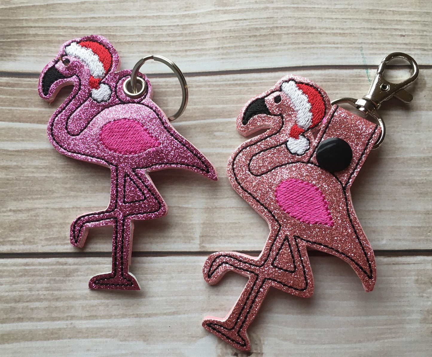 Santa Flamingo Fobs - Embroidery Design - DIGITAL Embroidery DESIGN