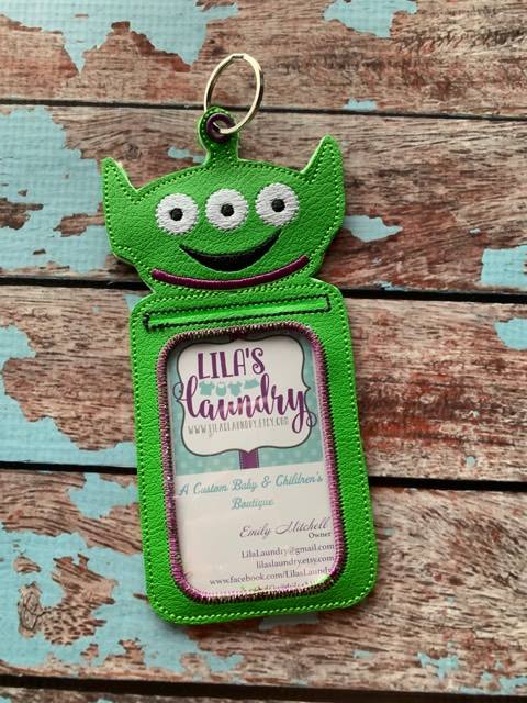 Alien Guy ID holder/luggage tag - 5 x 7 - Embroidery Design - DIGITAL Embroidery design