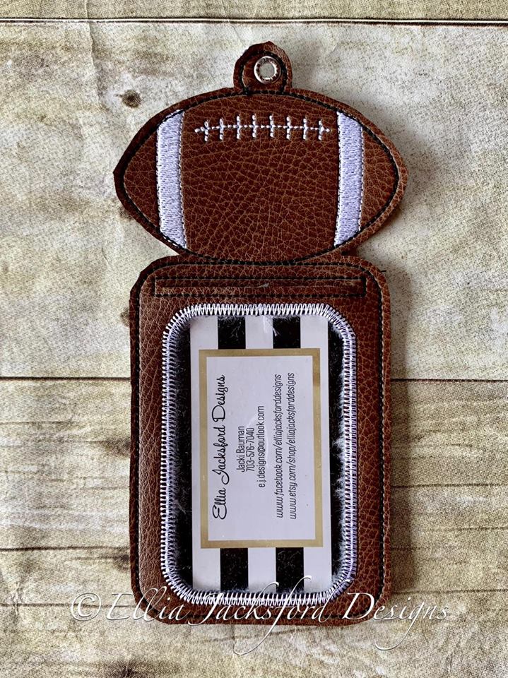 Football Vertical ID Holder 5x7 only - Digital Embroidery Design