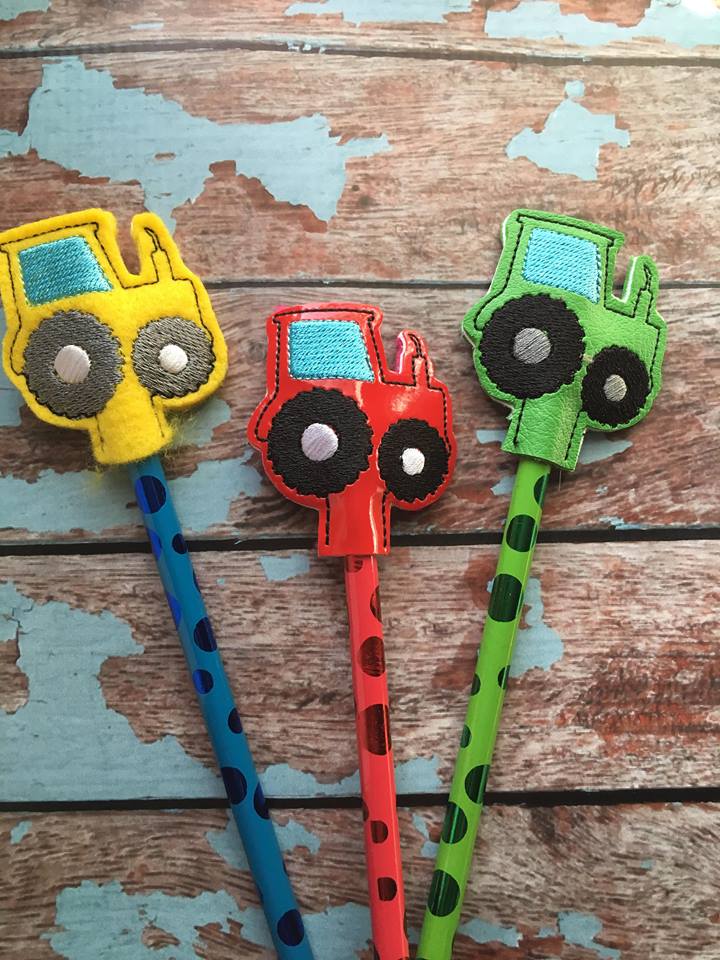 Tractor Pencil Toppers - Embroidery Design - DIGITAL Embroidery DESIGN