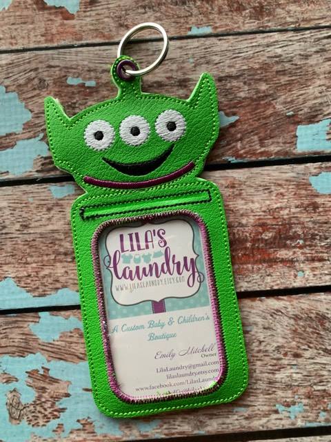 Alien Guy ID holder/luggage tag - 5 x 7 - Embroidery Design - DIGITAL Embroidery design