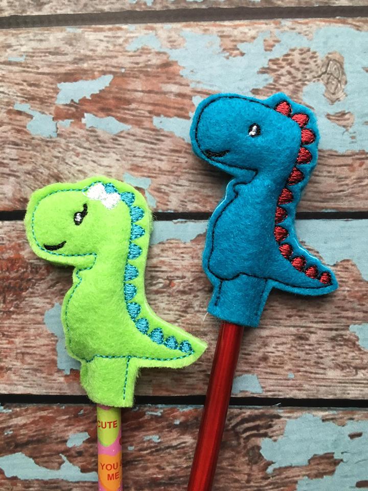 Dino Duo Pencil Toppers - Embroidery Design - DIGITAL Embroidery DESIGN