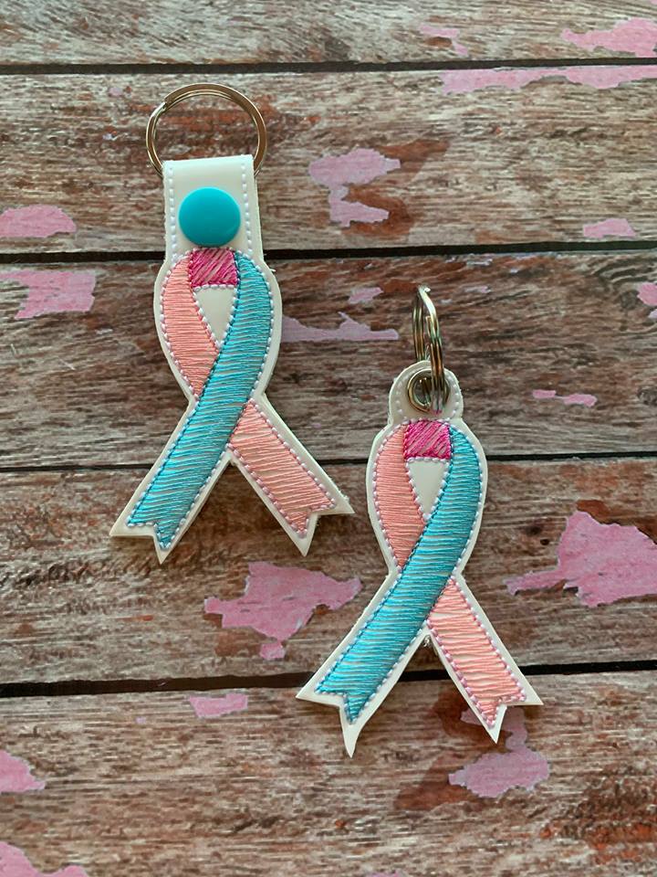 Dual Awareness Ribbon Fobs - Embroidery Design - DIGITAL Embroidery DESIGN