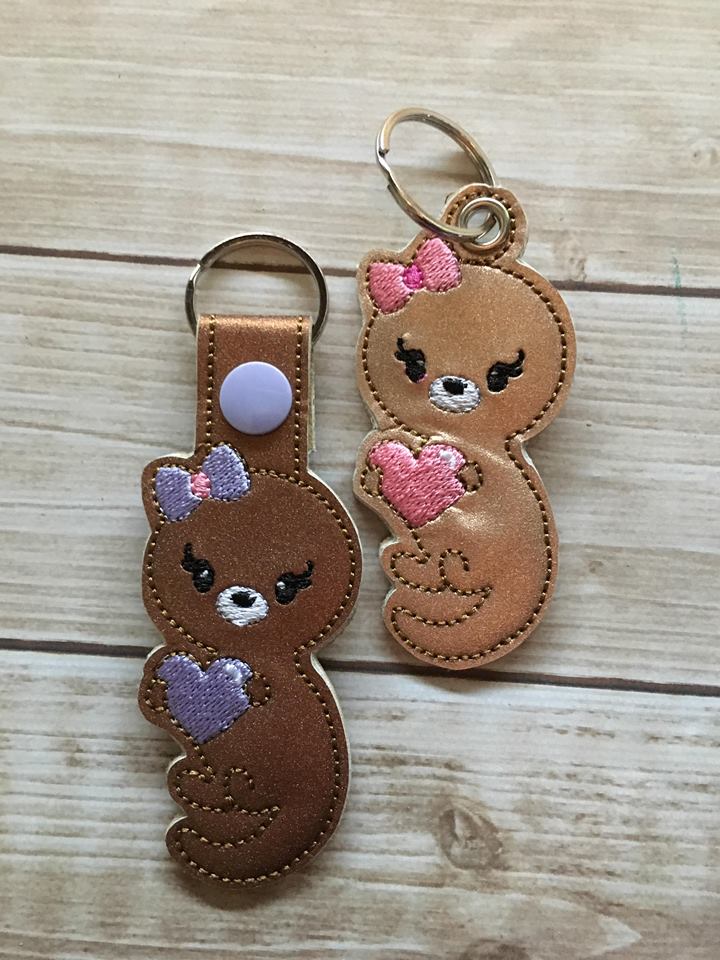 Valentine Girl Otter Fobs - Embroidery Design - DIGITAL Embroidery DESIGN