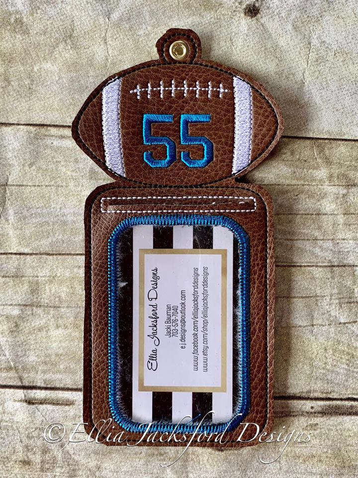 Football Vertical ID Holder 5x7 only - Digital Embroidery Design