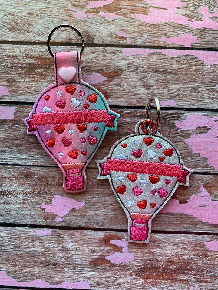 Valentine Hot Air Balloon Fobs - Embroidery Design - DIGITAL Embroidery DESIGN