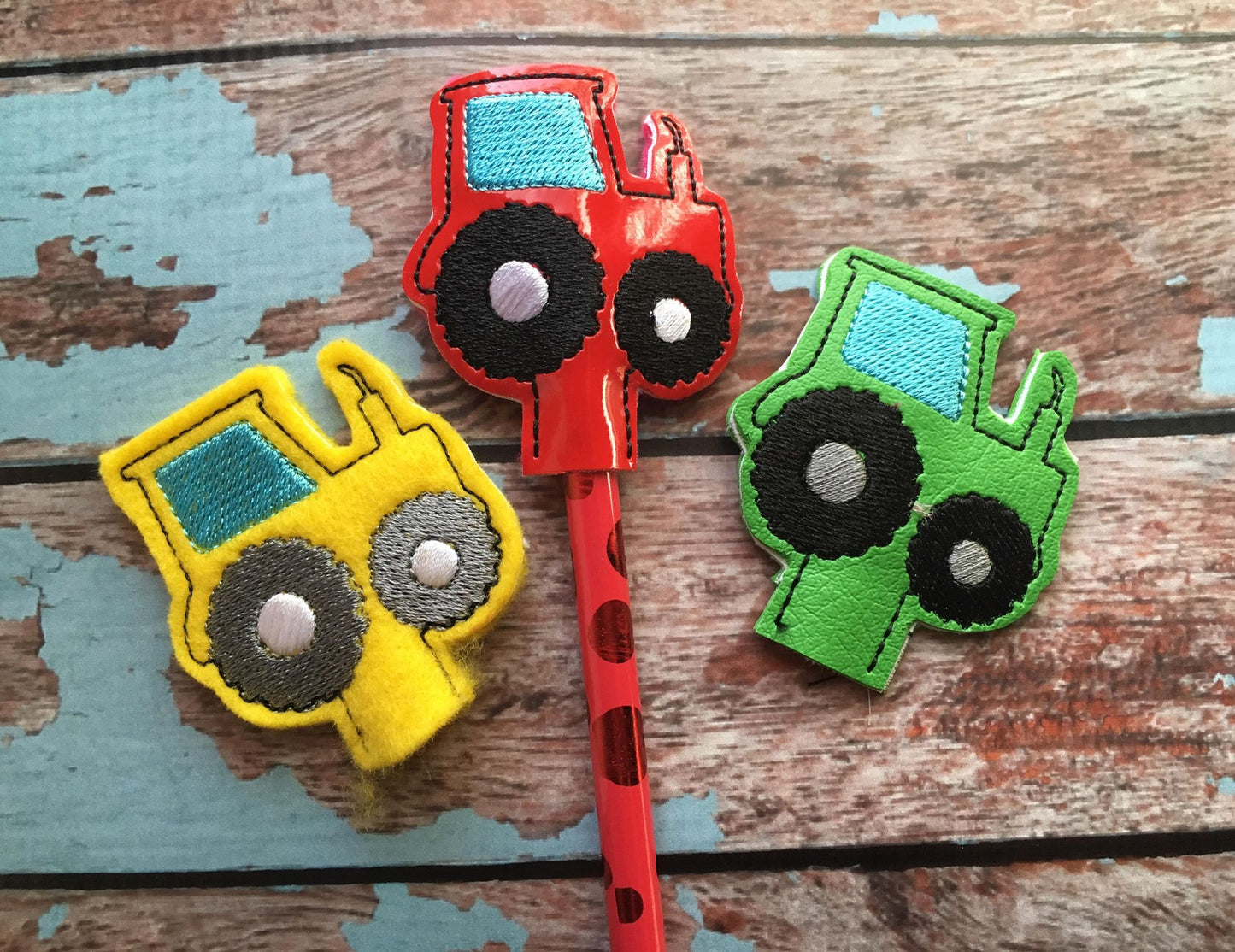 Tractor Pencil Toppers - Embroidery Design - DIGITAL Embroidery DESIGN