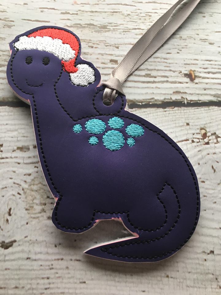 Santa Dinosaur Ornament - Embroidery Design - DIGITAL Embroidery DESIGN