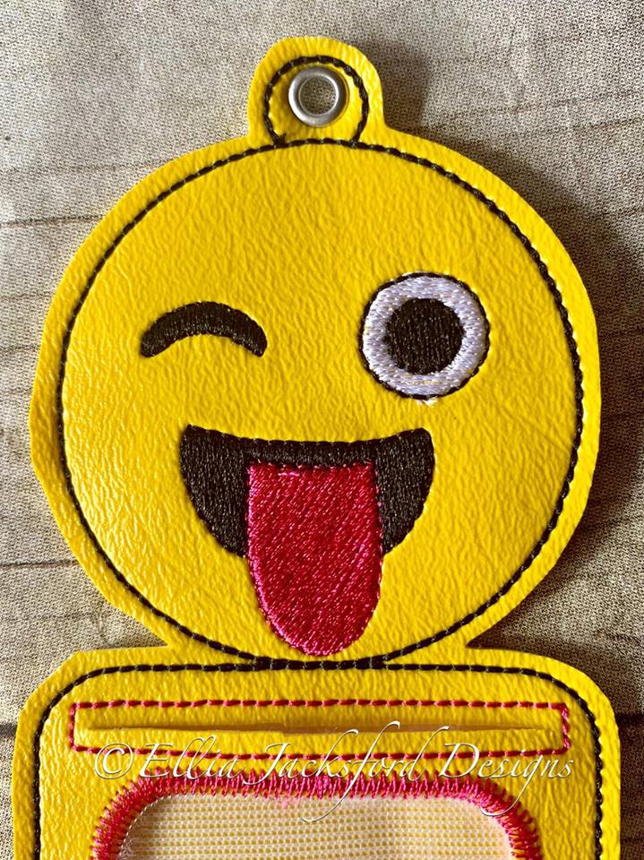 Smiley Sassy face ID holder - Embroidery Design - DIGITAL Embroidery design