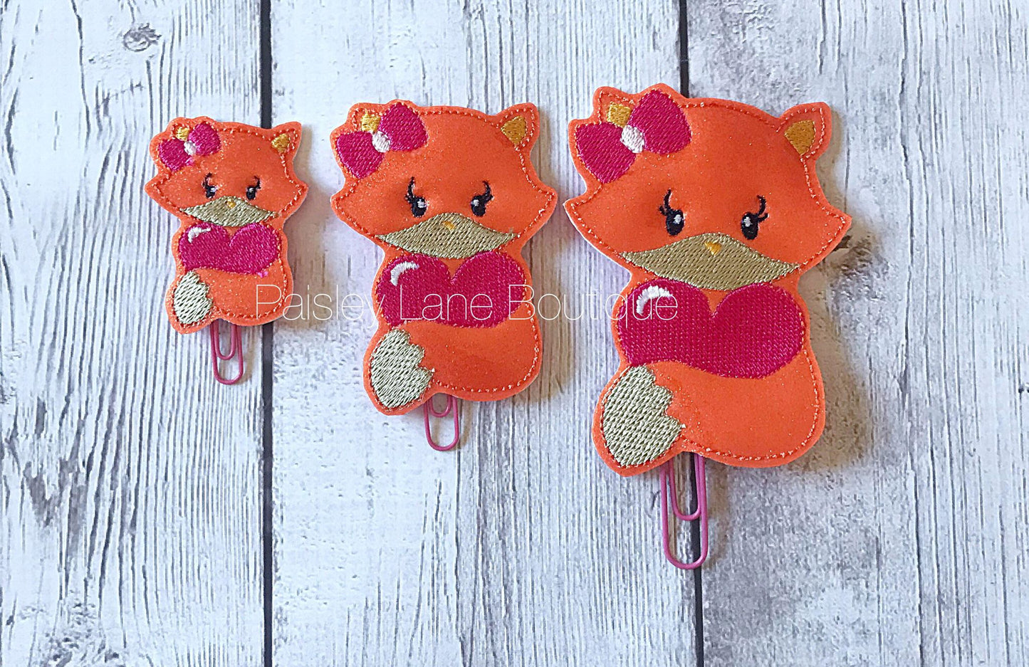 Valentine Girl Fox Felties - 3 sizes- Digital Embroidery Design