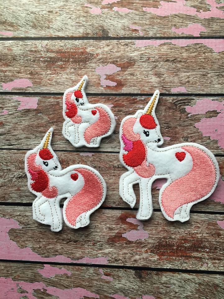 Valentine Unicorn Felties - 3 sizes- Digital Embroidery Design