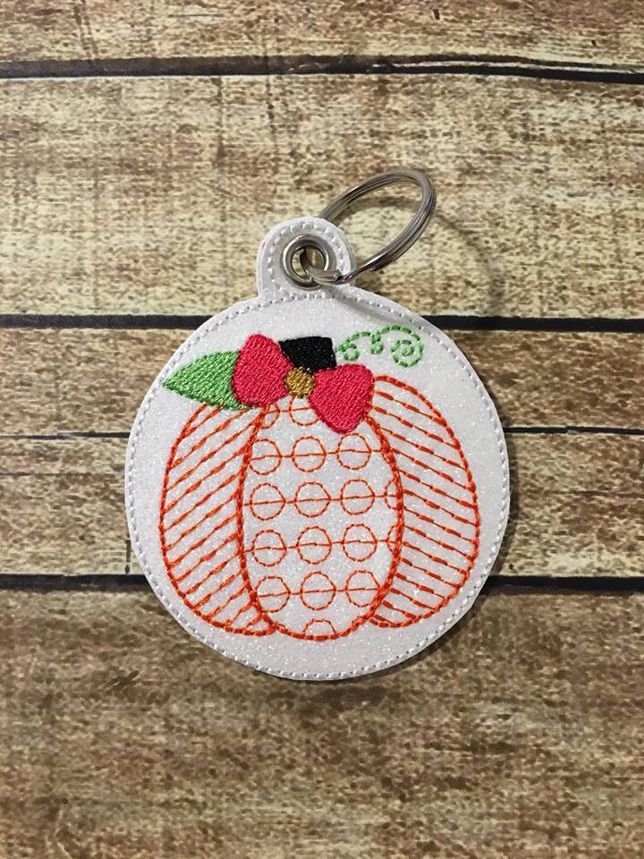 Sketch Pumpkin Eyelet Fob - Embroidery Design - DIGITAL Embroidery DESIGN