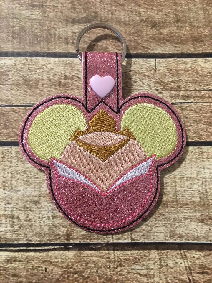 Beauty Mouse snap tab fob - Digital Embroidery Design