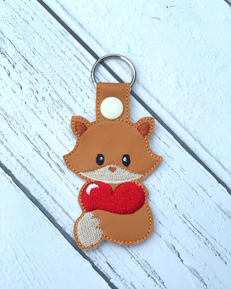 Valentine Boy Fox Fobs - Embroidery Design - DIGITAL Embroidery DESIGN