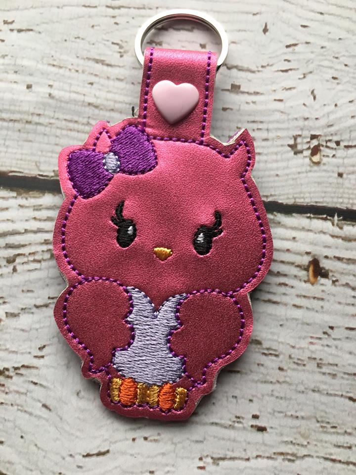 Valentine Girl Owl Fobs - Embroidery Design - DIGITAL Embroidery DESIGN
