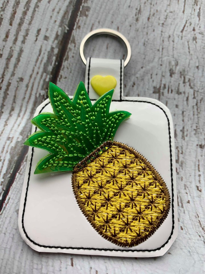 3D Pineapple Fobs- 4x4 and 5x7 grouped- DIGITAL Embroidery DESIGN
