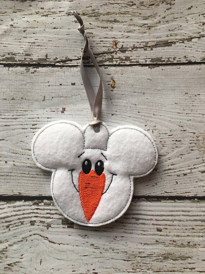 Snowman Mouse Ornament - Embroidery Design - DIGITAL Embroidery DESIGN