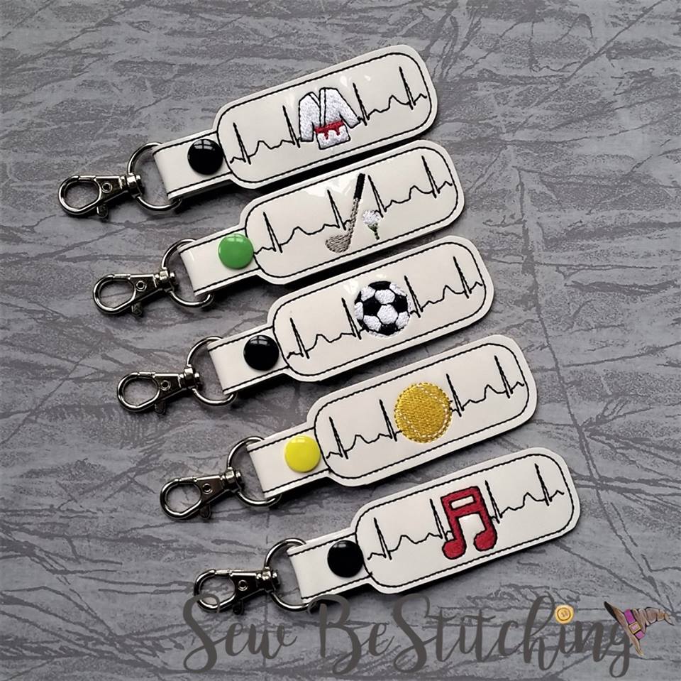 Sports - Set TWO ekg snap tab Fobs - Embroidery Design - DIGITAL Embroidery Design