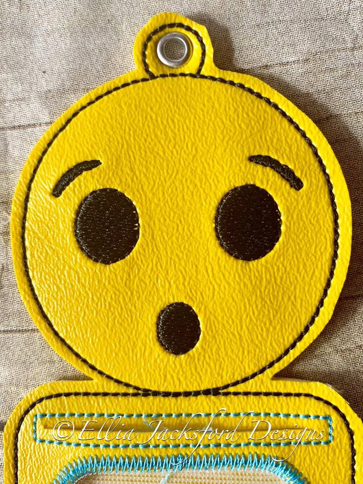 Smiley Surprised face ID holder - Embroidery Design - DIGITAL Embroidery design
