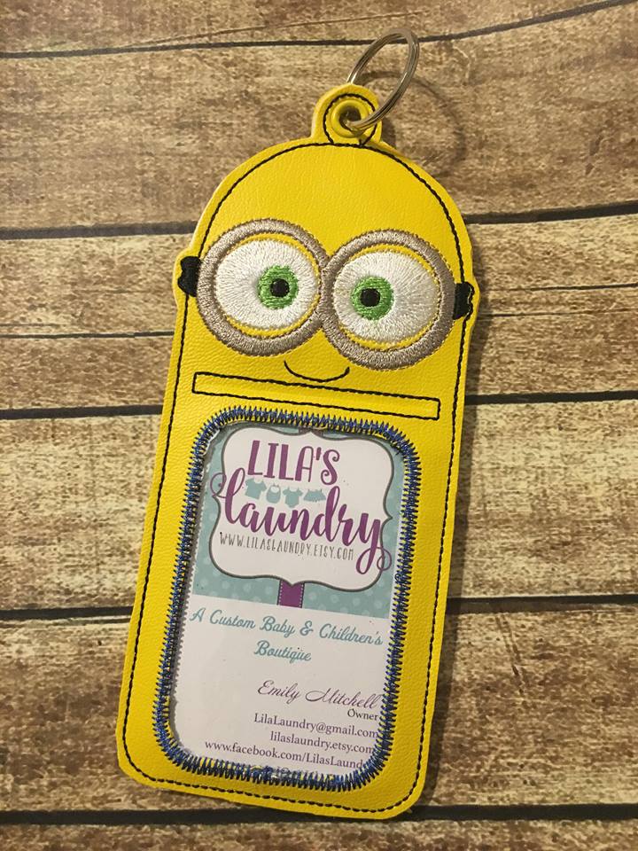 Two Eyed Monster ID Holder - 5 x 7 - Embroidery Design - DIGITAL Embroidery design