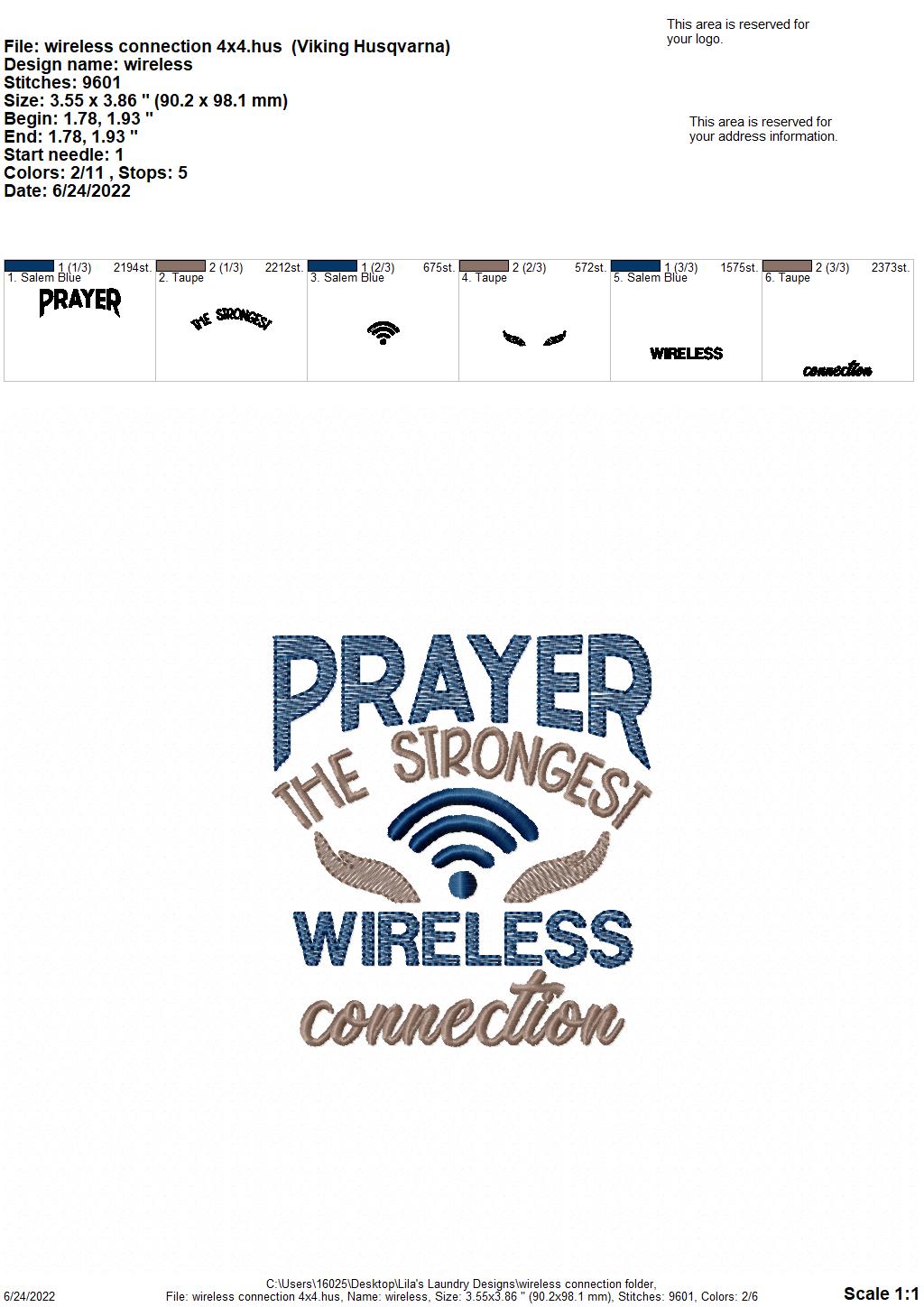 Wireless Connection - 4 sizes- Digital Embroidery Design