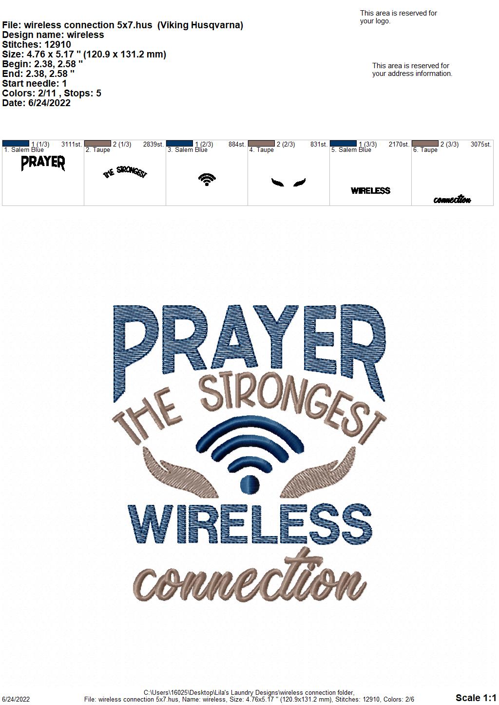 Wireless Connection - 4 sizes- Digital Embroidery Design