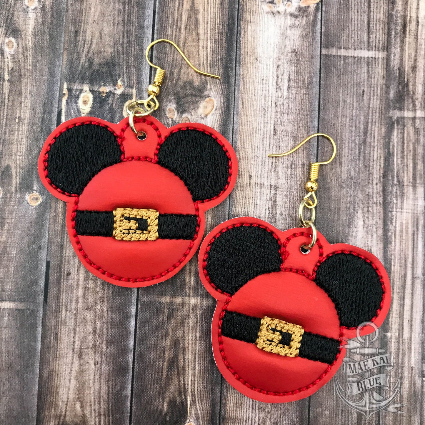 Santa Mouse Earrings - 3 sizes - Digital Embroidery Design